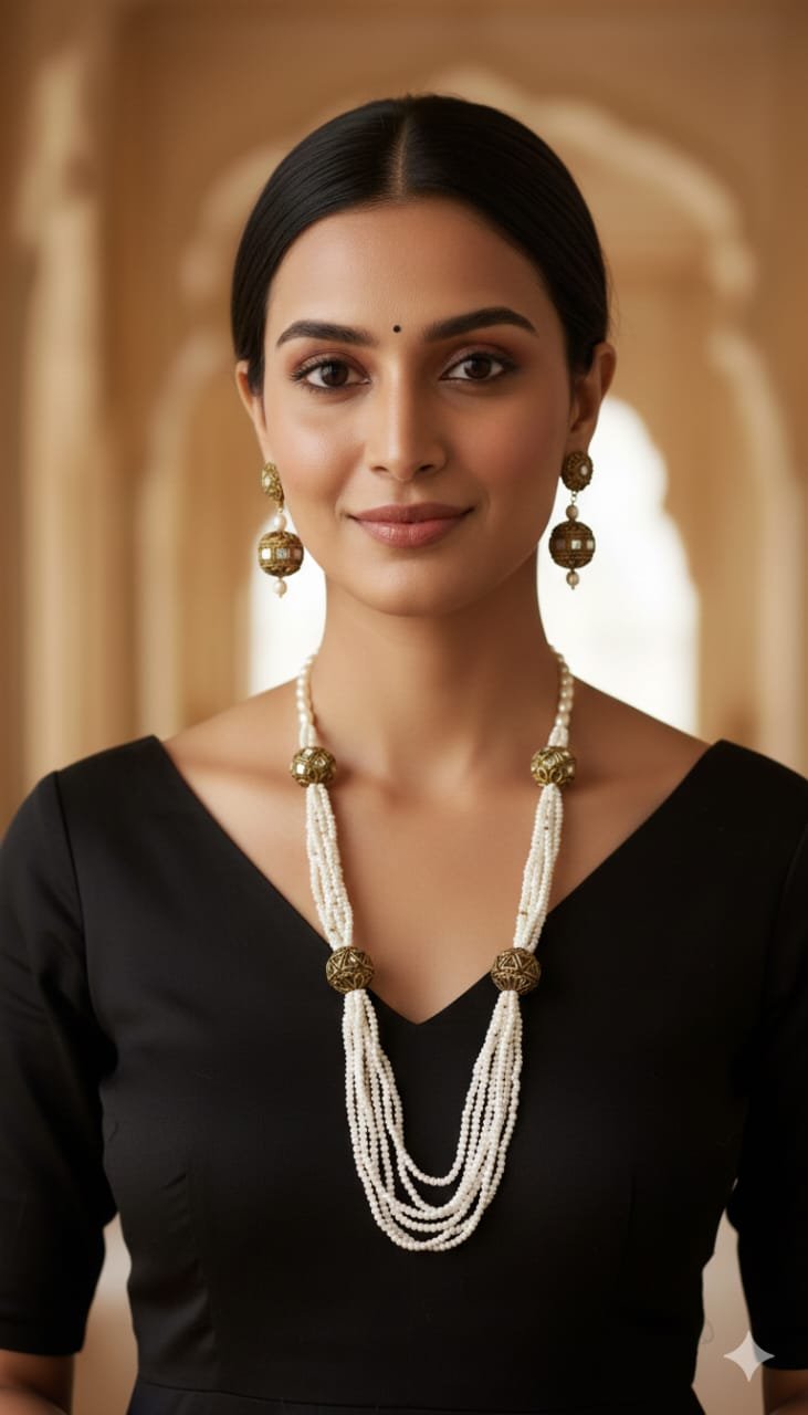 golden kundan pearl long mala necklace 378a0f5d