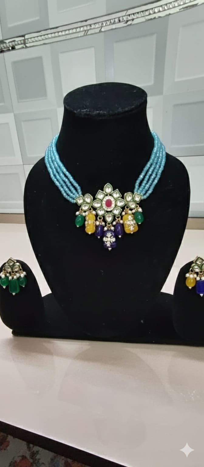 multi color pendant style necklace set 4f520774