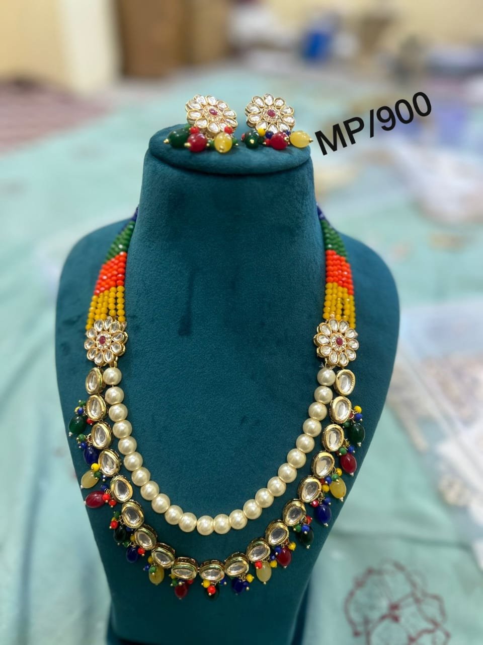 multicolor kundan and pearl string necklace set 2dc3b1b5