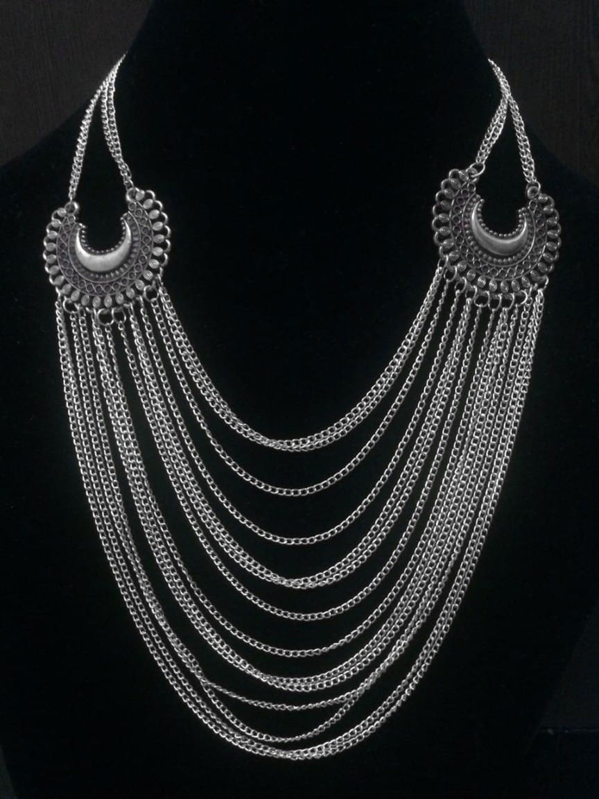 oxidized silver layered necklace b92db2ef