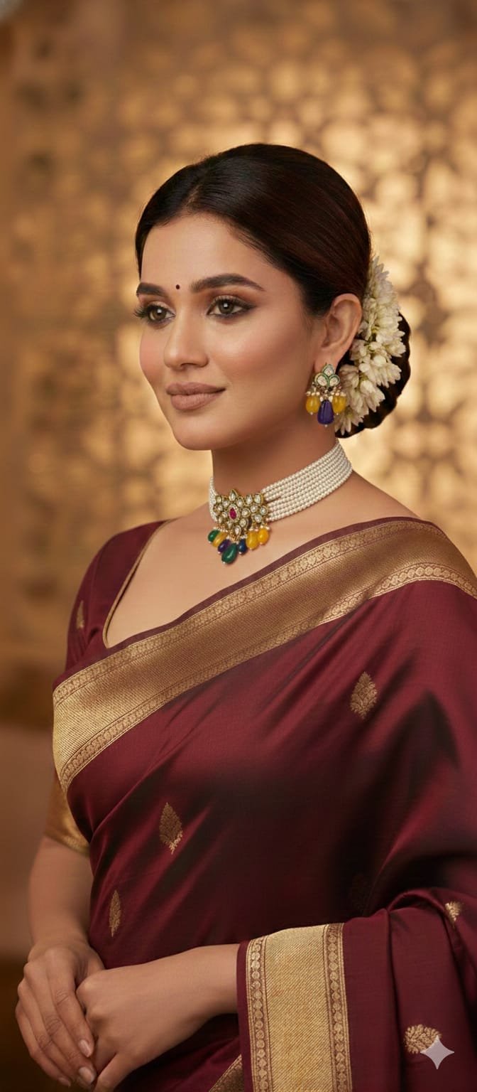 traditional indian gold plated kundan and stone studded choker necklace set with matching earrings 8c87feae